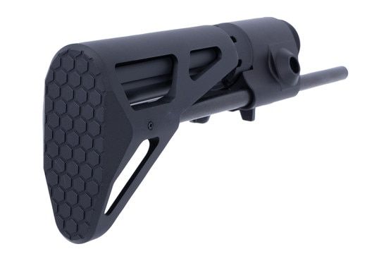 This collapsible carbine stock features multiple sling mounting points.